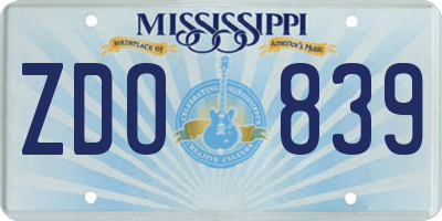 MS license plate ZDO839
