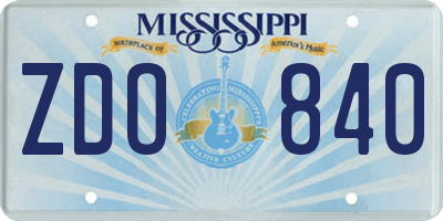 MS license plate ZDO840