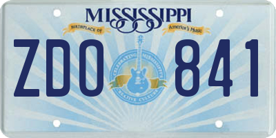 MS license plate ZDO841
