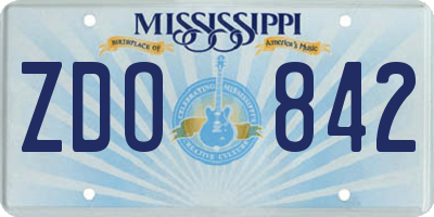 MS license plate ZDO842