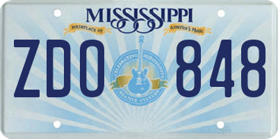 MS license plate ZDO848