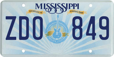 MS license plate ZDO849