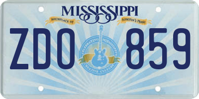 MS license plate ZDO859