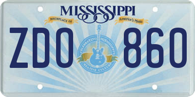 MS license plate ZDO860
