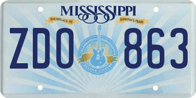 MS license plate ZDO863
