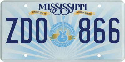 MS license plate ZDO866