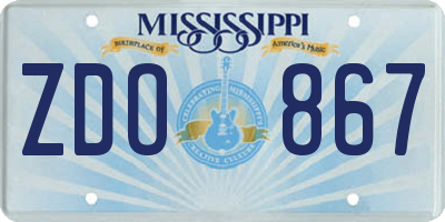 MS license plate ZDO867