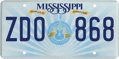 MS license plate ZDO868