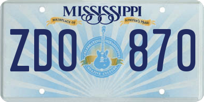 MS license plate ZDO870