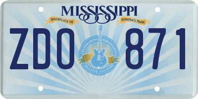 MS license plate ZDO871