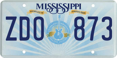 MS license plate ZDO873