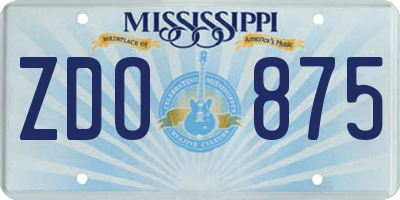 MS license plate ZDO875