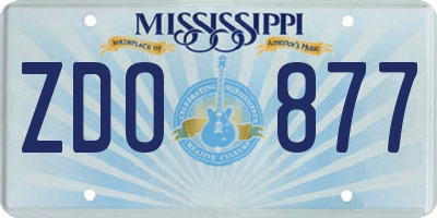 MS license plate ZDO877