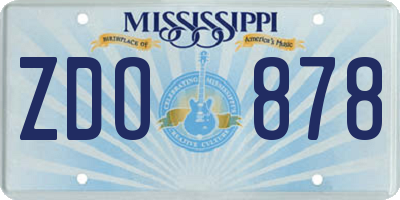 MS license plate ZDO878