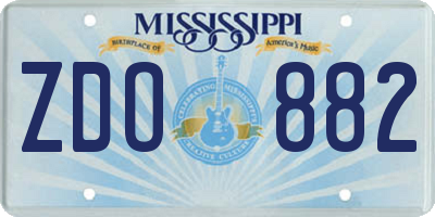 MS license plate ZDO882
