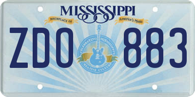 MS license plate ZDO883