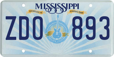 MS license plate ZDO893