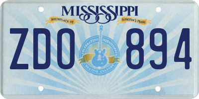 MS license plate ZDO894