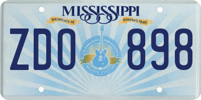 MS license plate ZDO898