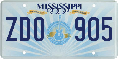 MS license plate ZDO905