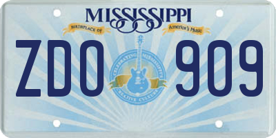 MS license plate ZDO909