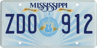 MS license plate ZDO912