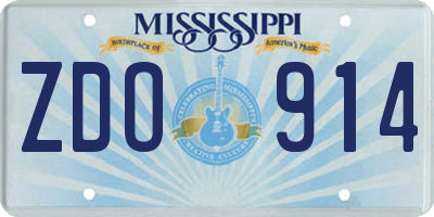 MS license plate ZDO914