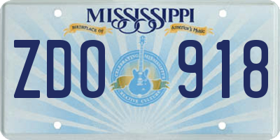 MS license plate ZDO918