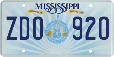 MS license plate ZDO920