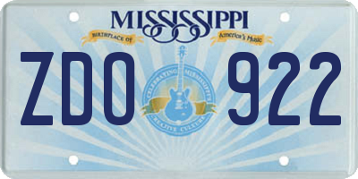 MS license plate ZDO922