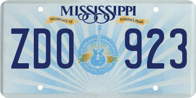 MS license plate ZDO923