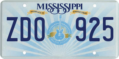 MS license plate ZDO925