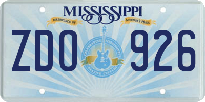 MS license plate ZDO926