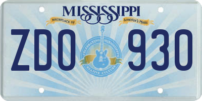 MS license plate ZDO930