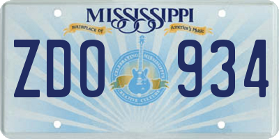 MS license plate ZDO934