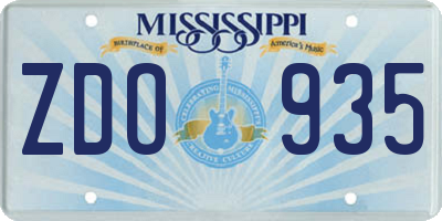 MS license plate ZDO935