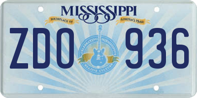 MS license plate ZDO936