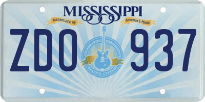 MS license plate ZDO937