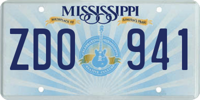MS license plate ZDO941
