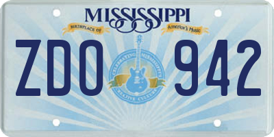MS license plate ZDO942
