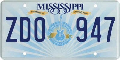 MS license plate ZDO947