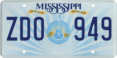 MS license plate ZDO949