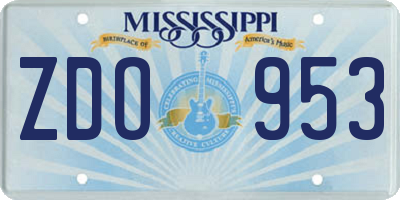 MS license plate ZDO953