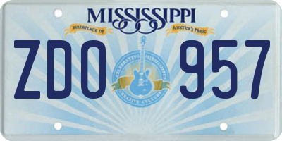 MS license plate ZDO957