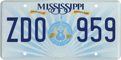 MS license plate ZDO959