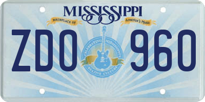 MS license plate ZDO960