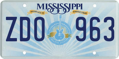 MS license plate ZDO963