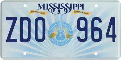 MS license plate ZDO964