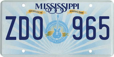 MS license plate ZDO965