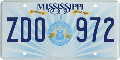 MS license plate ZDO972